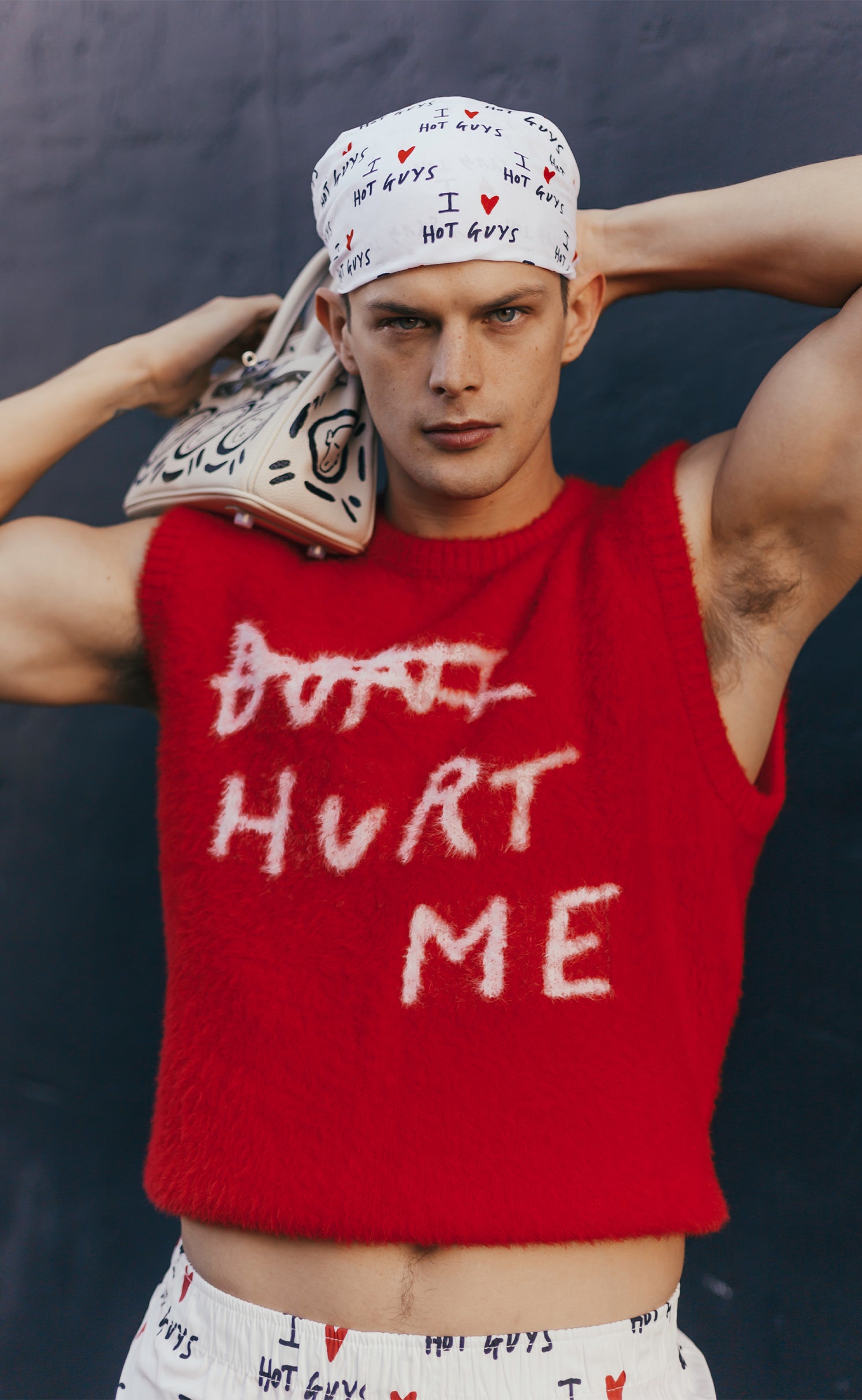 'I ❤️ HOT GUYS' Red Trim Bandana