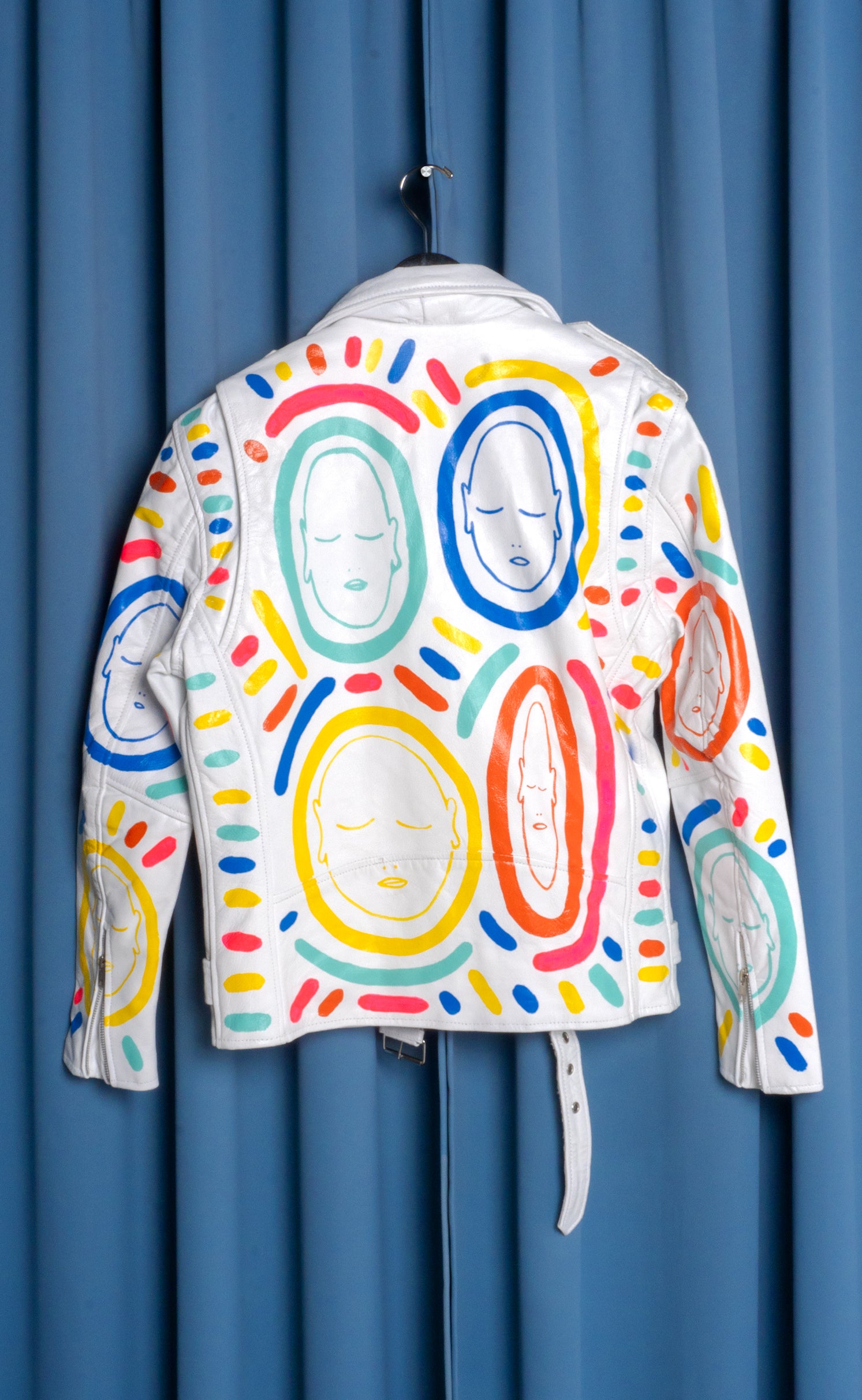 Hand Painted 'ALL OVER YOU' Leather Jacket - Large