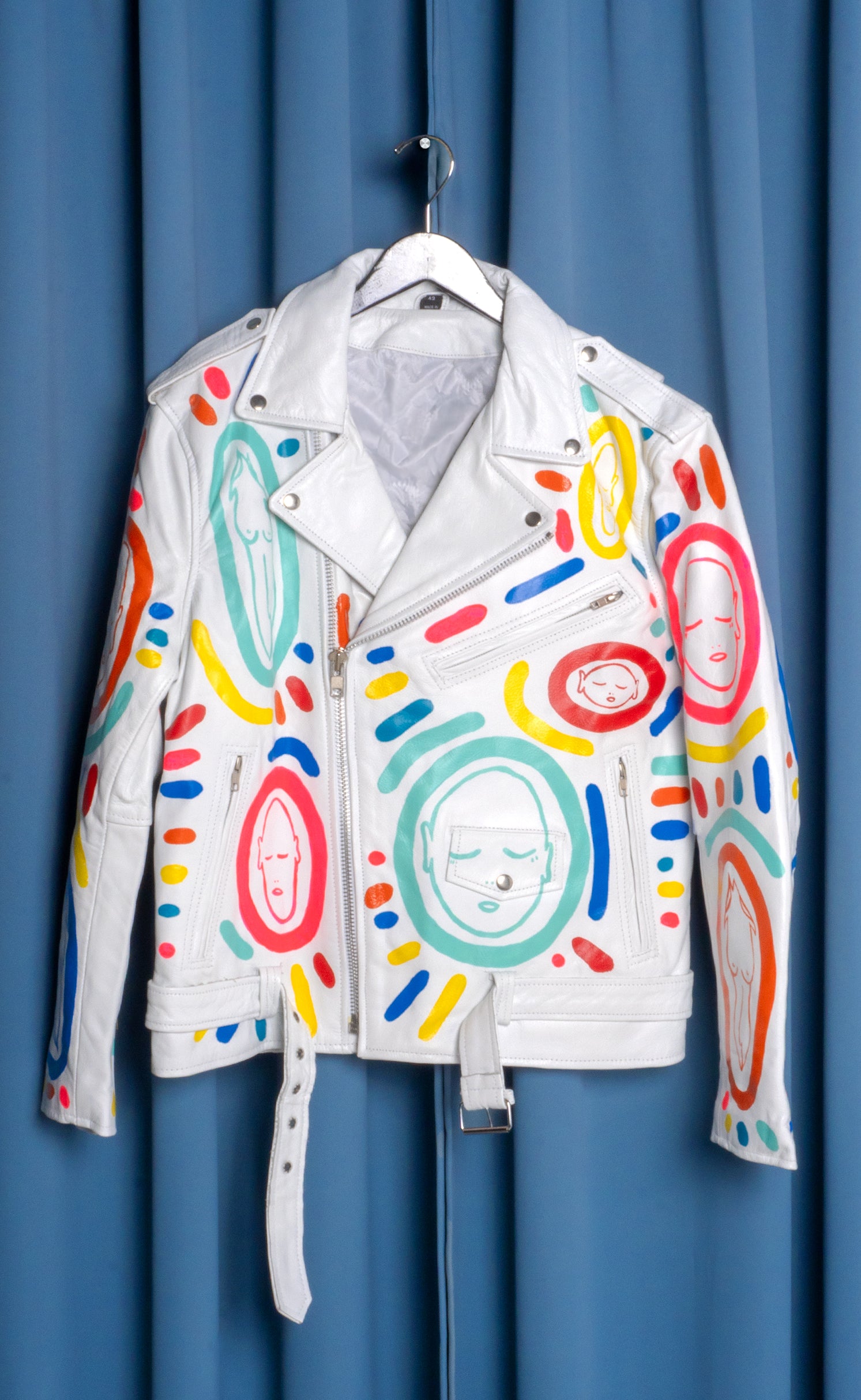 Hand Painted 'ALL OVER YOU' Leather Jacket - Large - Patrick Church